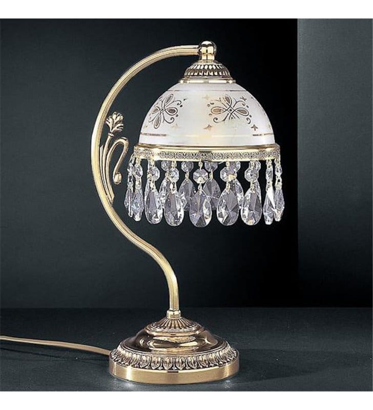Lampa stołowa nocna Afragola złota klasyczna z kryształami