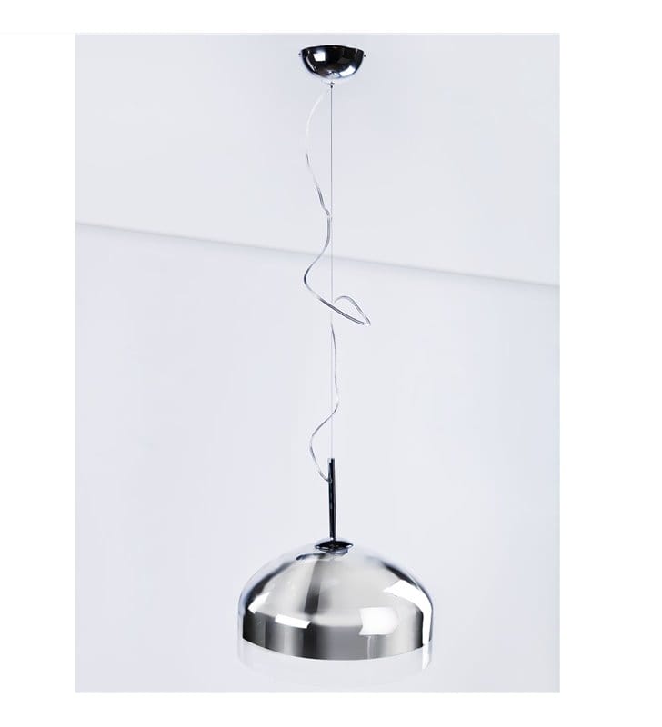 Lampa wisząca Ben nowoczesna okrągła chromowana klosz szklano metalowy do sypialni salonu kuchni jadalni