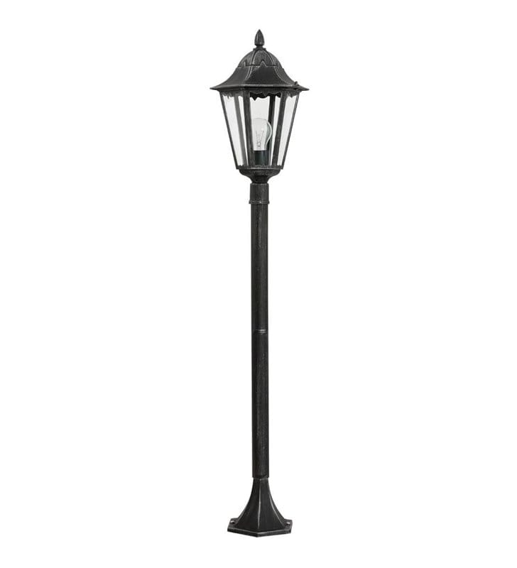 Stojąca lampa ogrodowa Navedo czarna ze srebrnymi przetarciami wysokość 1,2m Stojąca lampa ogrodowa Navedo czarna ze srebrnymi przetarciami wysokość 1,2m