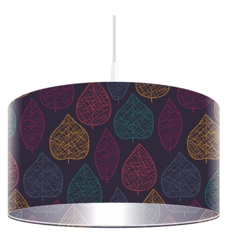 Ciemna lampa wisząca z kolorowymi liśćmi Listkowy Motyw do salonu jadalni kuchni salonu dla nastolatki