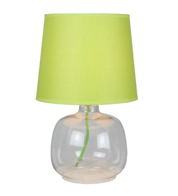 Lampa stołowa Mandy szklana podstawa zielony abażur