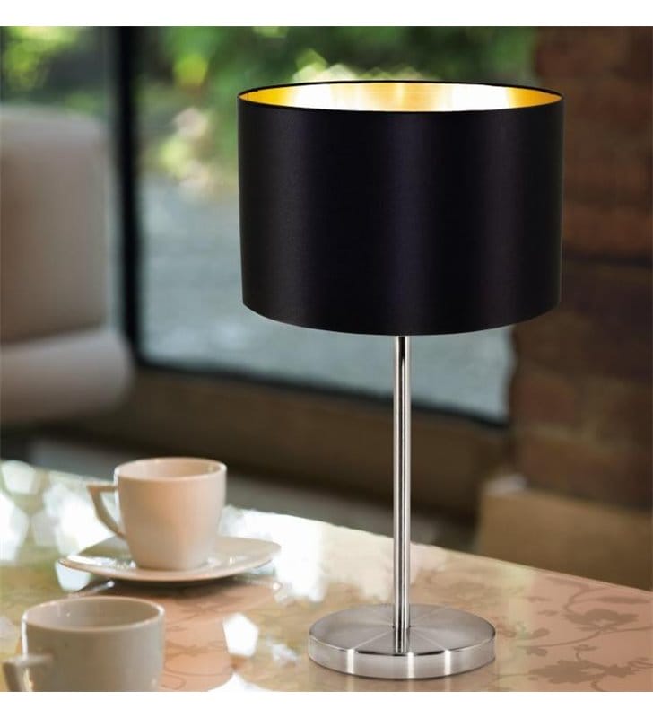 Lampa stołowa Maserlo czarny abażur ze złotym wnętrzem