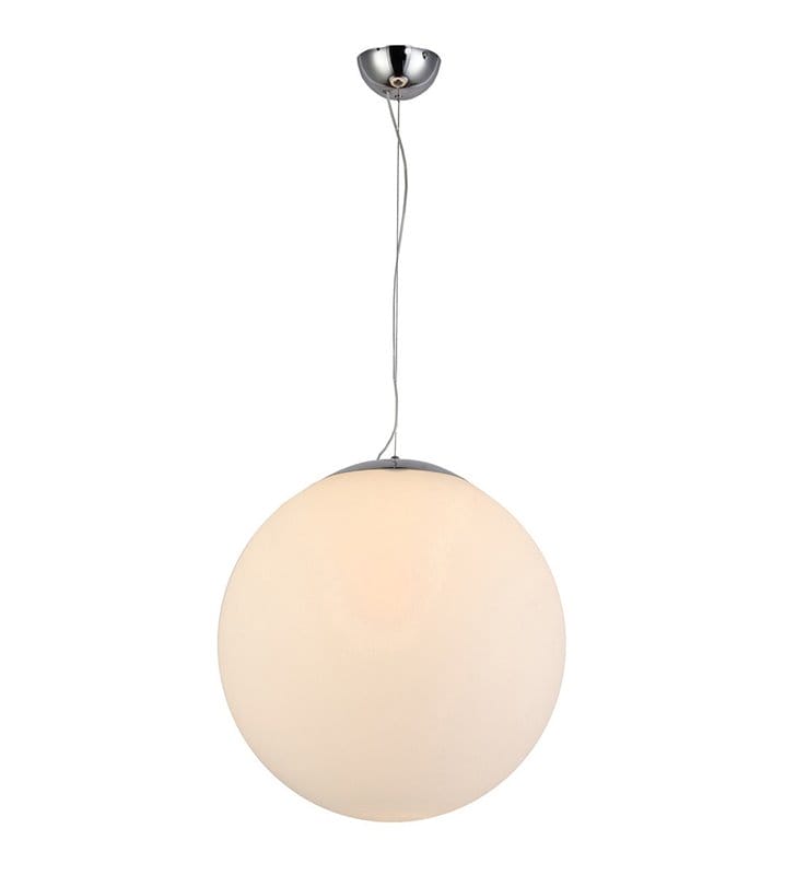 Biała szklana kula White Ball 50 lampa wisząca na długim zwisie do salonu jadalni sypialni kuchni