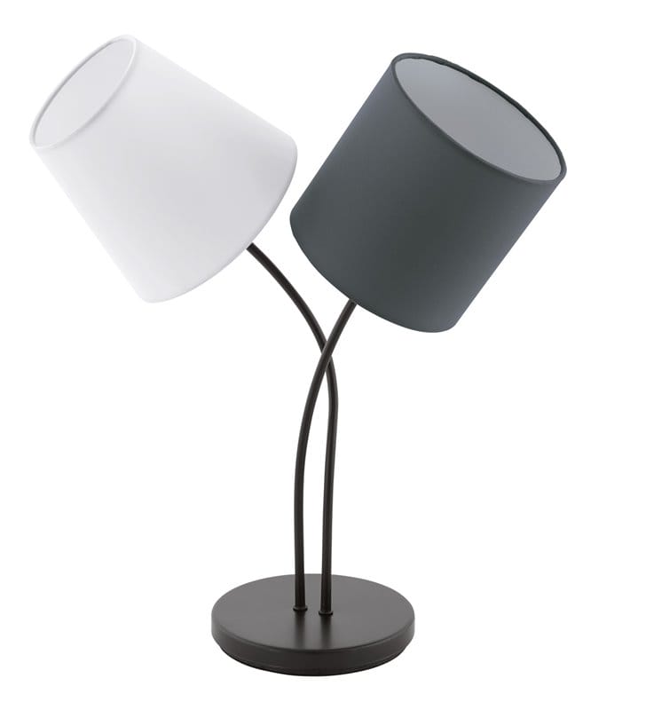Lampa stołowa Almeida podwójna czarna podstawa dwa różne abażury