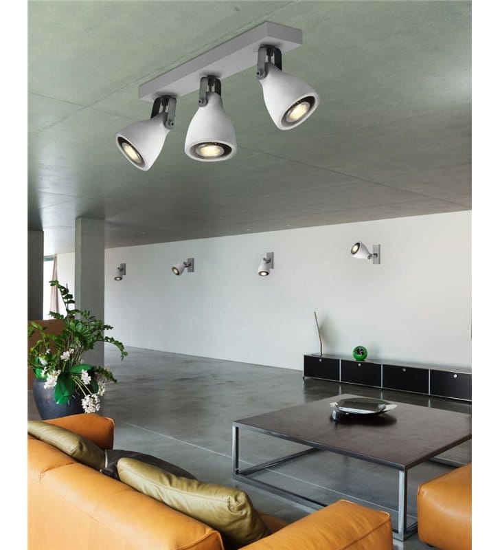 Lampa sufitowa Bremen potrójna klosze z betonu styl loftowy industrialny