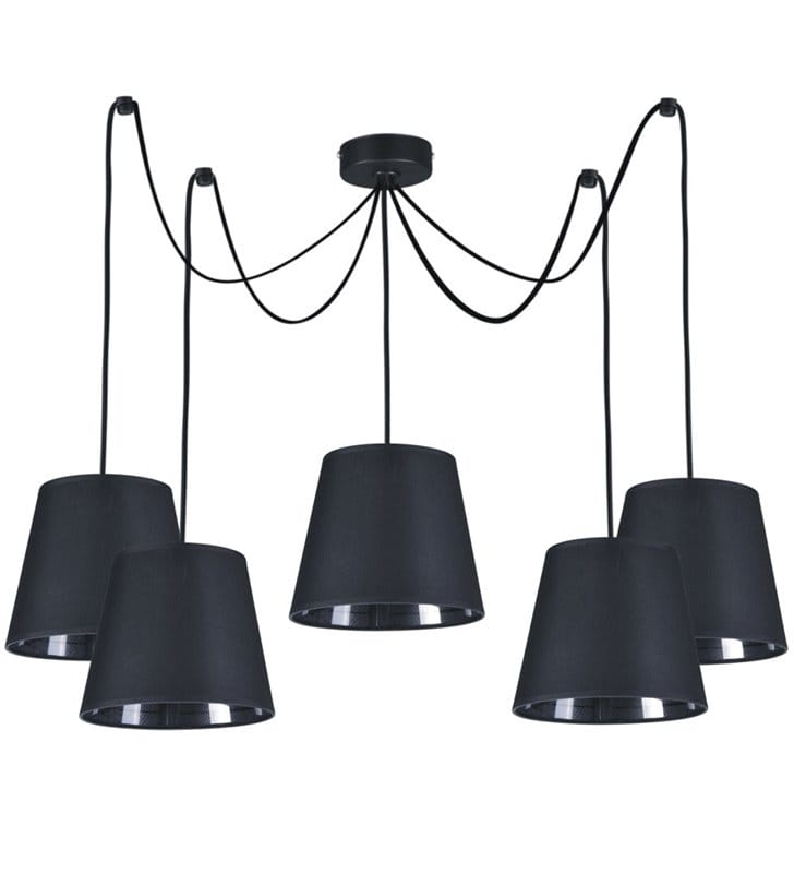 Czarna nowoczesna lampa wisząca Libero Black 5 płomienna mała podsufitka np. nad stół do jadalni - OD RĘKI