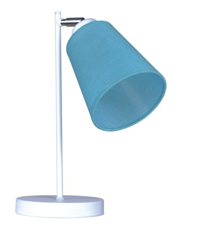 Lampa stołowa Filton biała z niebieskim abażurem - DOSTĘPNA OD RĘKI