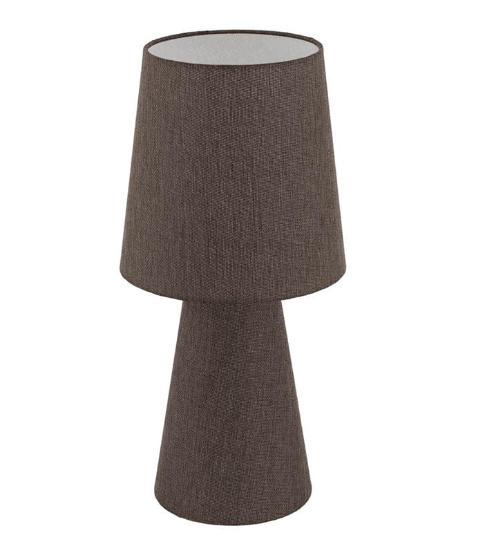 Brązowa lniana lampa stołowa z tkaniny Carpara podświetlana podstawa i abażur wysokość 47cm