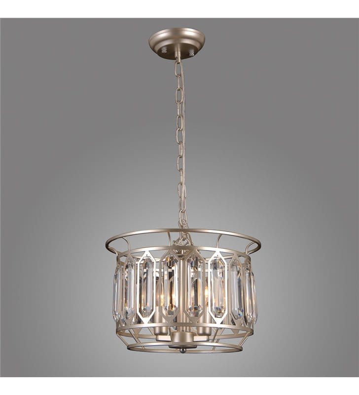 Lampa wisząca Priscilla z kryształami metal w kolorze szampana średnica 35cm do salonu sypialni jadalni nad stół