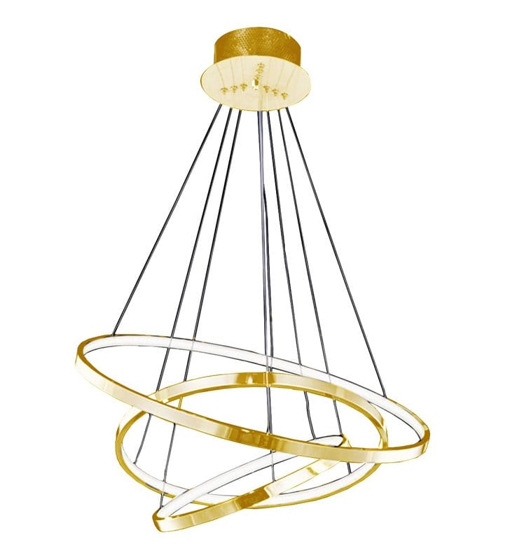 3 obręczowa nowoczesna LEDowa lampa wisząca Wheel złota możliwość ściemniania - OD RĘKI