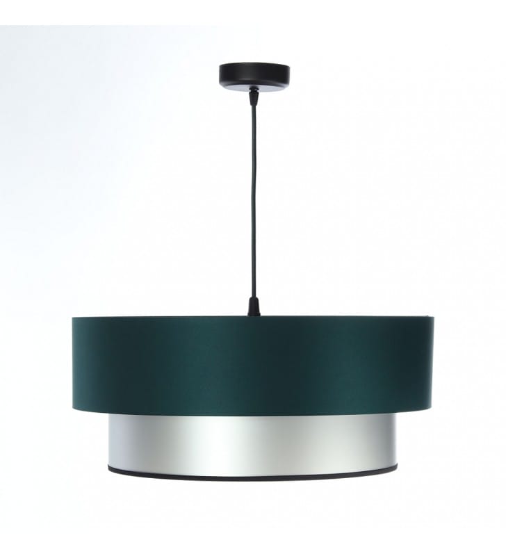 Lampa Busento 50cm wisząca abażurowa zielono srebrna do jadalni nad stół do salonu sypialni