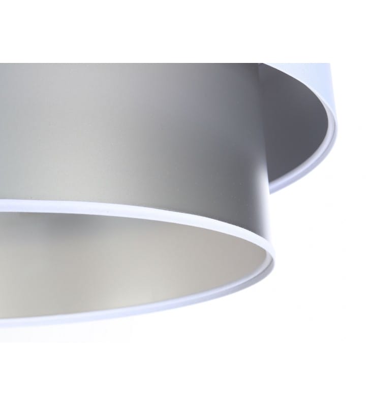 Lampa wisząca Avisio biało srebrna abażur duo 50cm