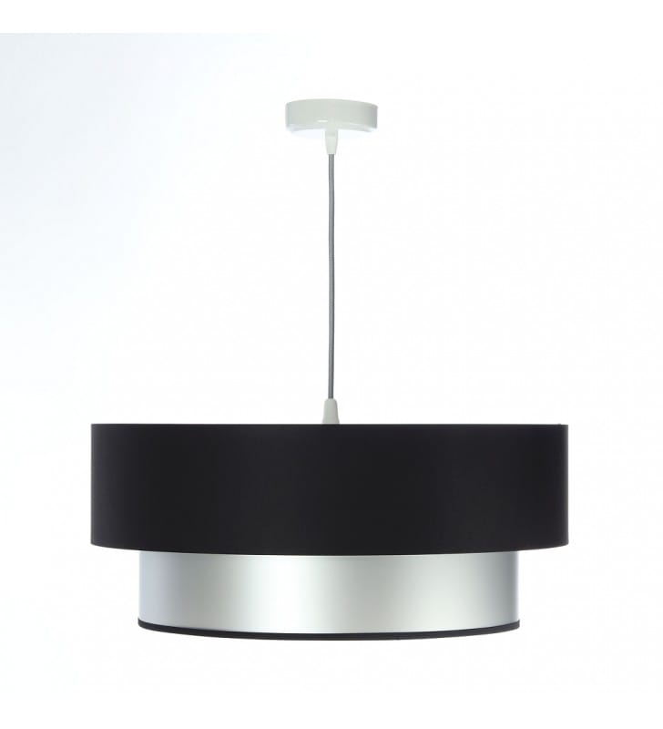 50cm okrągła lampa abażurowa Gwadiana srebrno czarna abażur duo do sypialni salonu jadalni nad stół