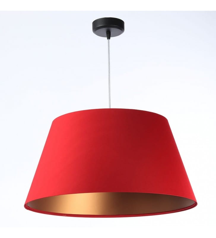 Czerwono miedziana lampa wisząca z abażurem Achacja z satyny do salonu jadalni kuchni sypialni