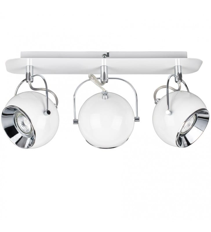 Lampa sufitowa reflektorek Ball biała kule na 3 żarówki GU10 styl nowoczesny detale chrom