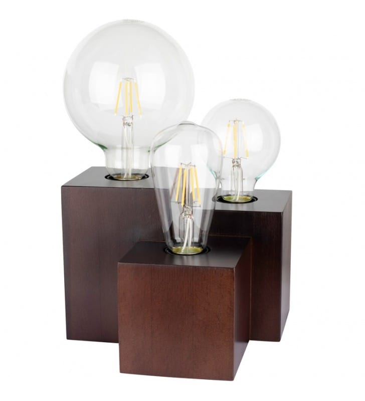 Ciemna drewniana minimalistyczna lampa stołowa Vincent