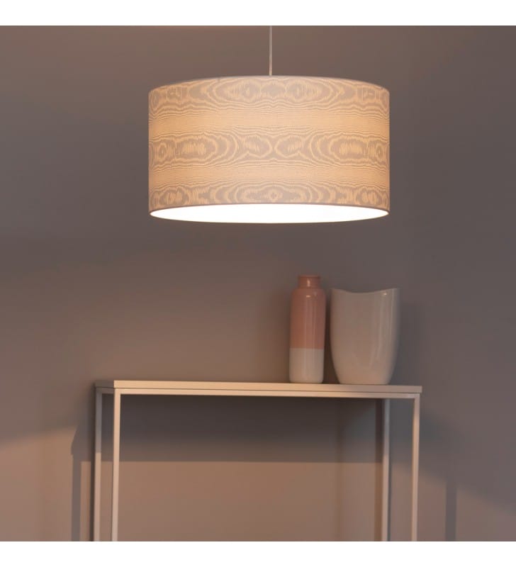 50cm lampa wisząca Leila abażur ze wzorem drewna do salonu sypialni jadalni kuchni