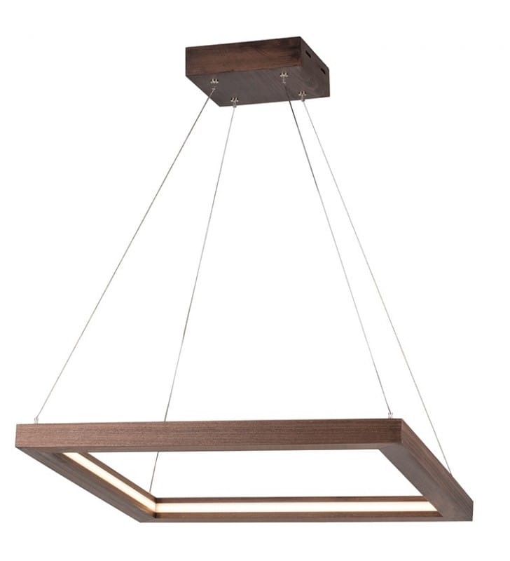 Lampa wisząca Legno drewno w kolorze orzecha kwadratowa nowoczesna np. nad stół do jadalni