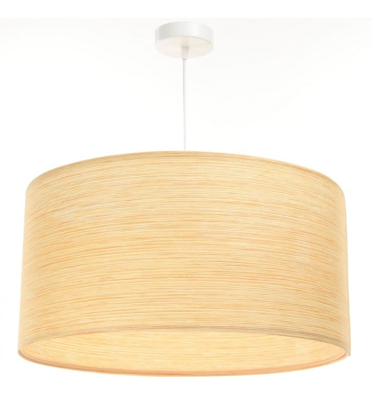 Duża 60cm lampa wisząca z tkaniny strukturalnej Kemba kremowa np. nad stół lub do pokoju dziennego