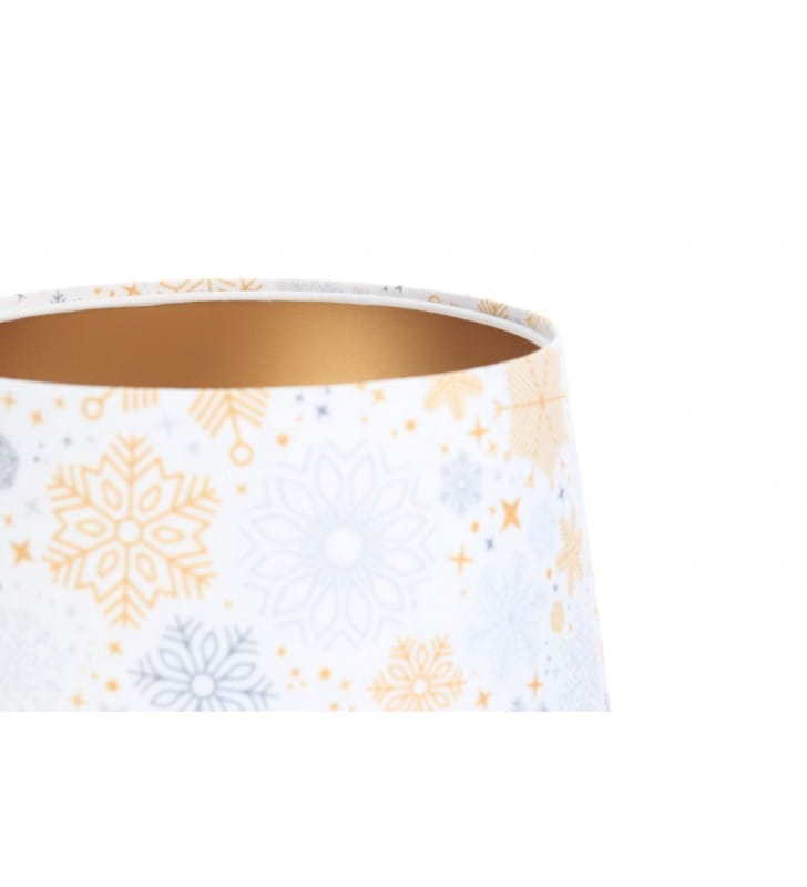 Lampa stołowa Snowflakes abażur ze świątecznym wzorem śnieżynki złote wnętrze