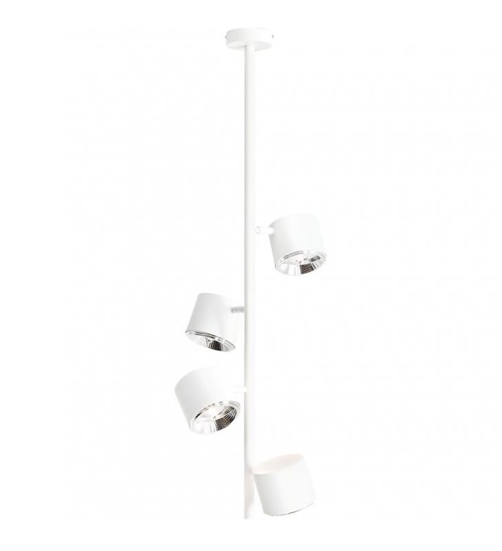 Biała pionowa lampa na sztywnym korpusie Bot White nowoczesna 4 ruchome klosze