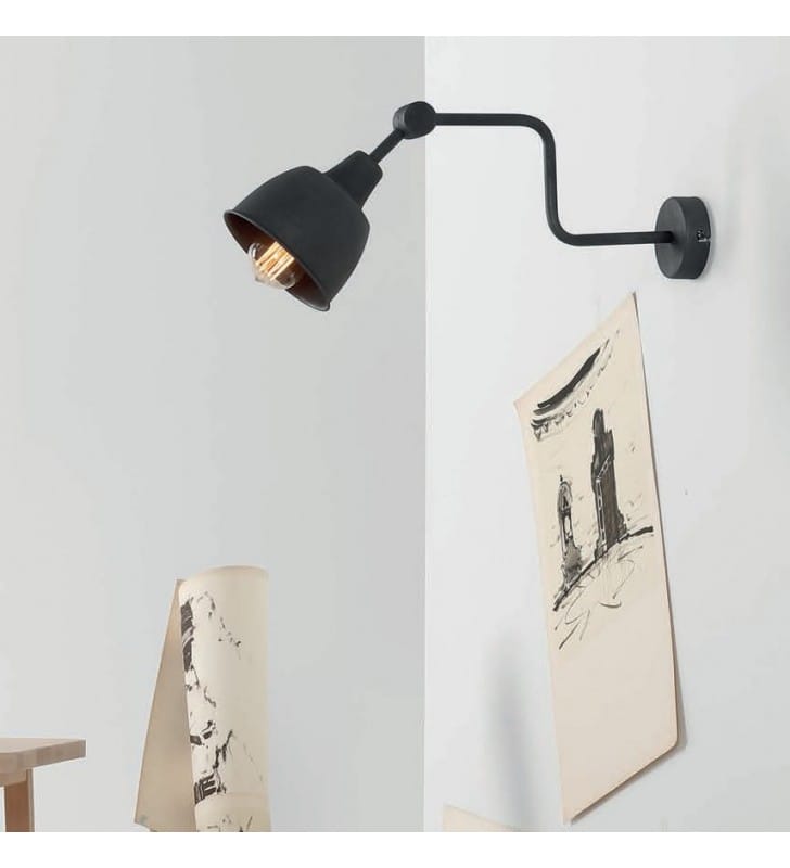 Kinkiet Frik czarny metalowy styl industrialny loftowy z długim ramieniem