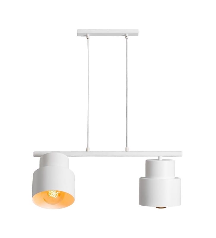 Lampa wisząca Kadm I biała podwójna na belce 2 klosze nowoczesna do salonu kuchni sypialni jadalni nad stół