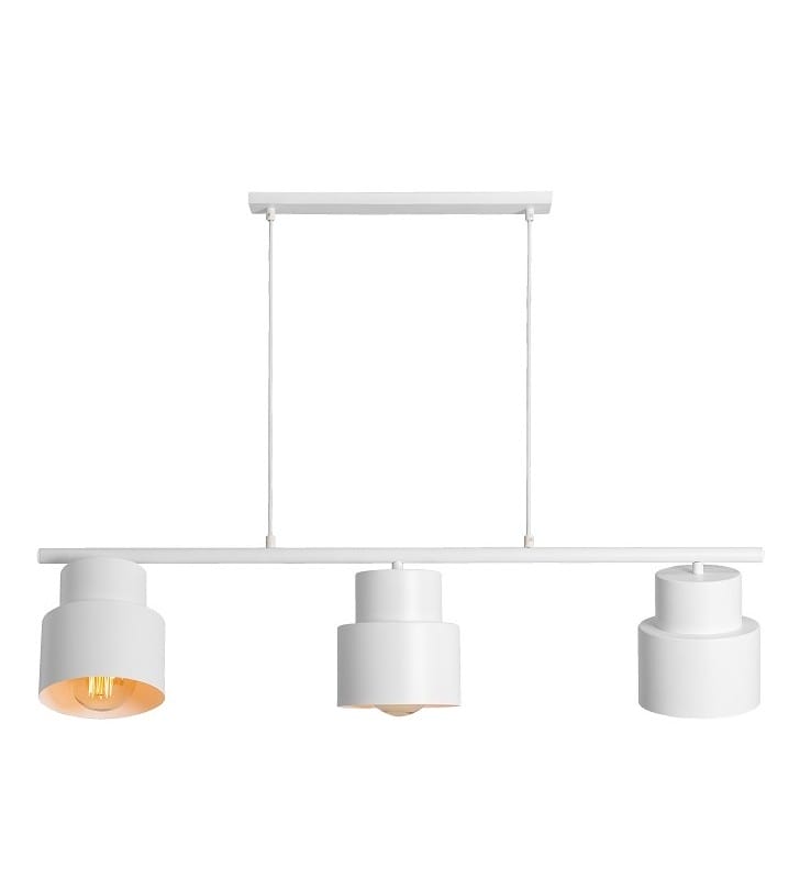 Biała lampa wisząca Kadm I 3 klosze na belce nowoczesna do salonu kuchni sypialni jadalni nad stół