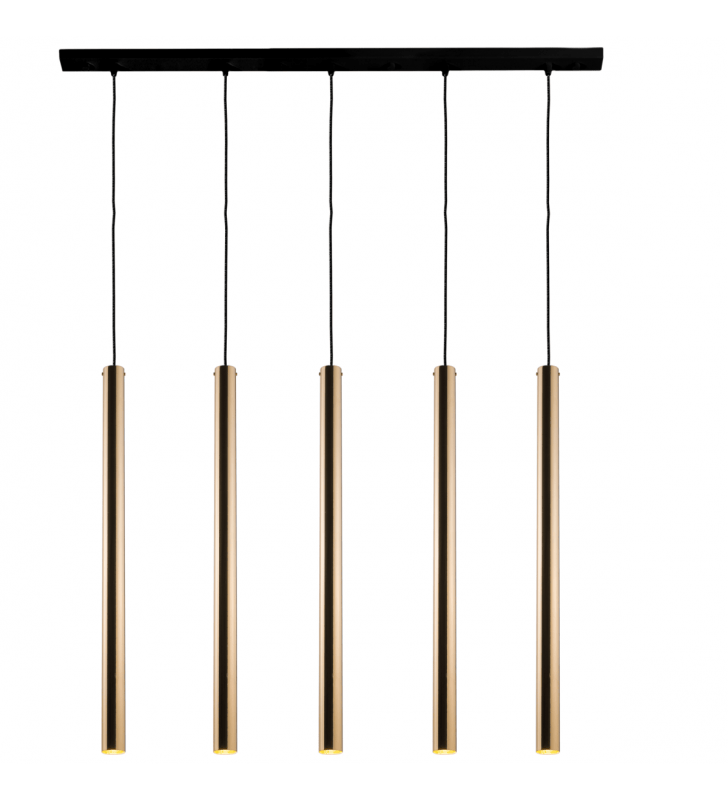 5 punktowa stylowa nowoczesna lampa wisząca Akadi złote klosze czarna podsufitka do salonu jadalni nad stół