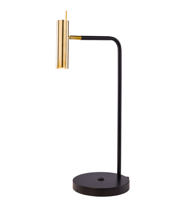 Czarno złota lampa biurkowa stołowa nocna Amos nowoczesna włącznik na lampie