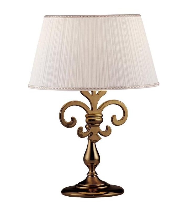 Lampa stołowa do gabinetu sypialni salonu Fiocco biały abażur podstawa patyna mat