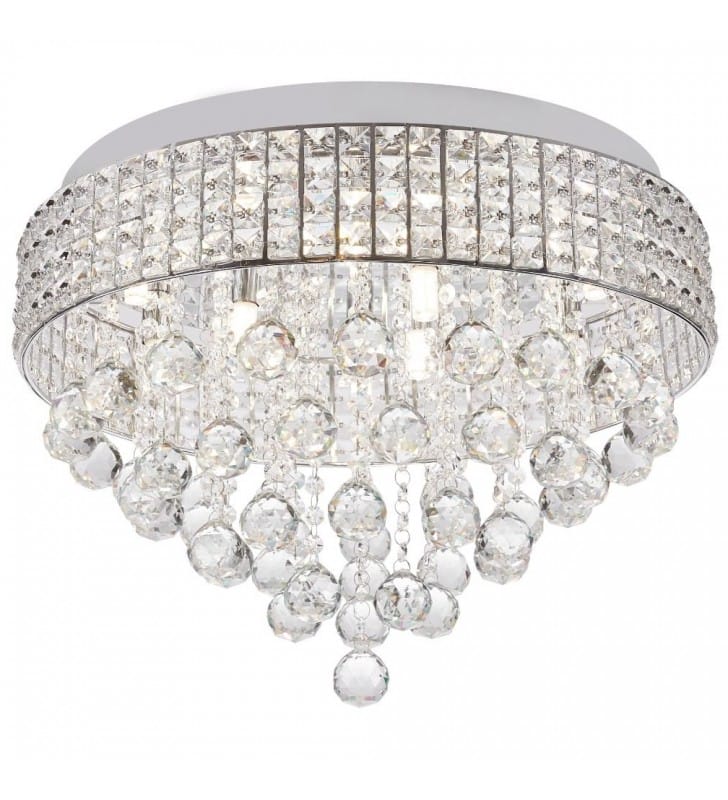 Plafon Capri 50cm okrągły z okrągłymi kryształami do salonu sypialni na korytarz styl glamour