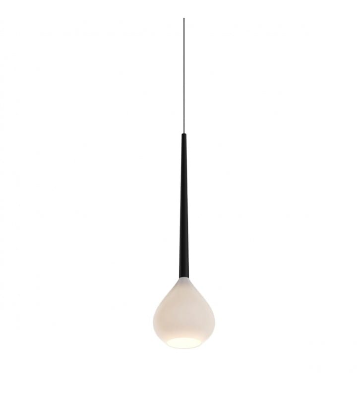 Lampa wisząca Libra biały szklany pękaty klosz z czarnym wykończeniem nowoczesna