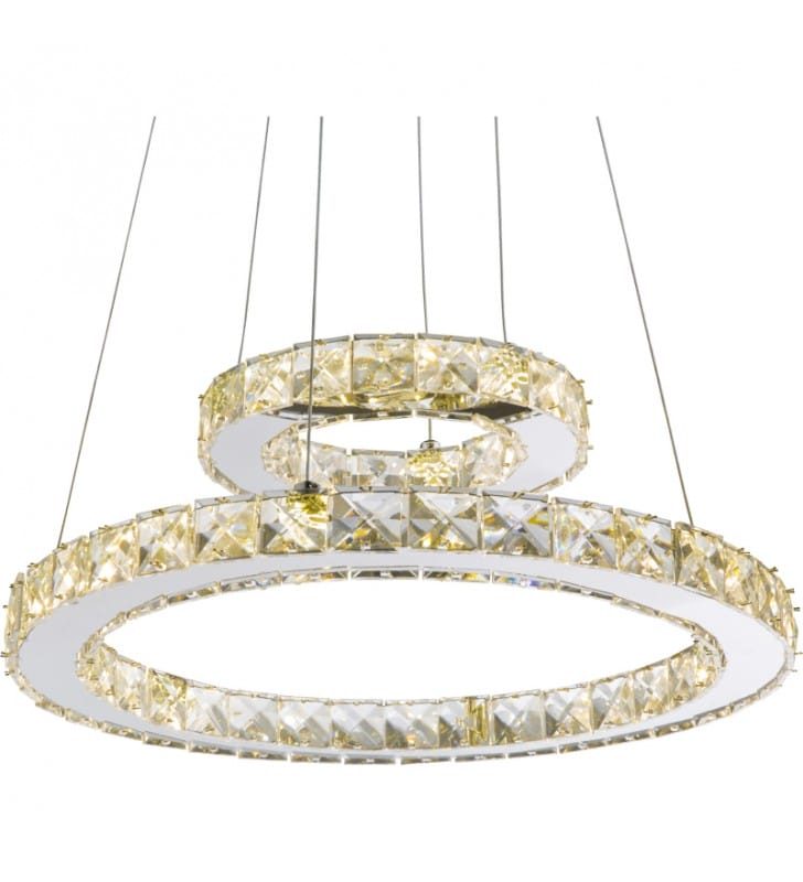 Lampa wisząca Marilyn LED 2 pierścienie obręcze 4000K akrylowe kryształki