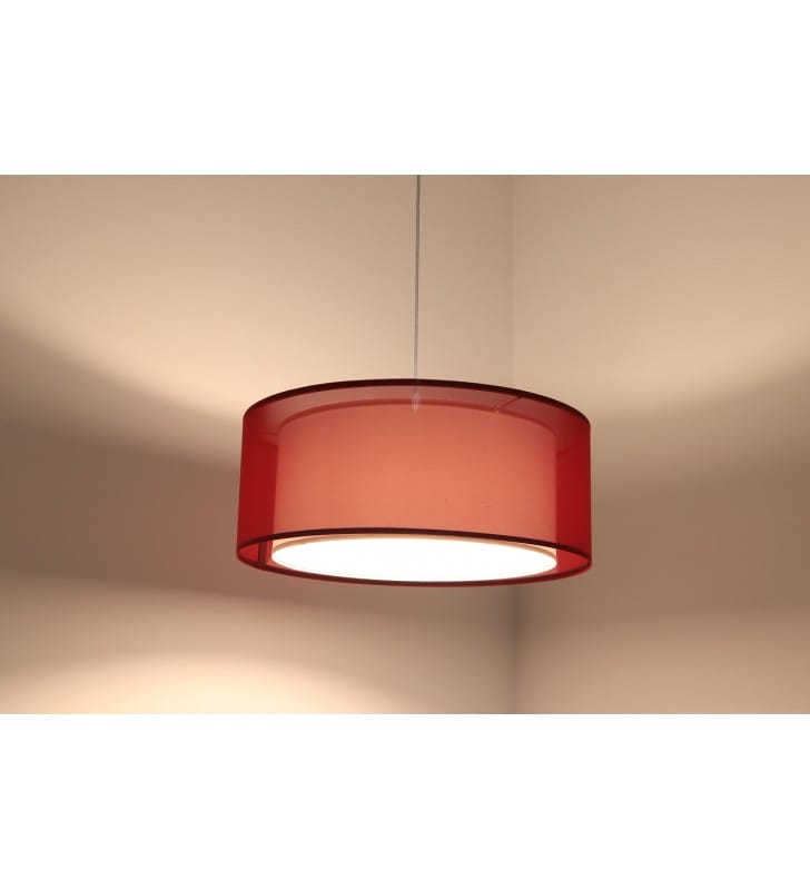 Czerwona lampa zwisająca do salonu lub pokoju dziecka z 50cm abażurem Donato