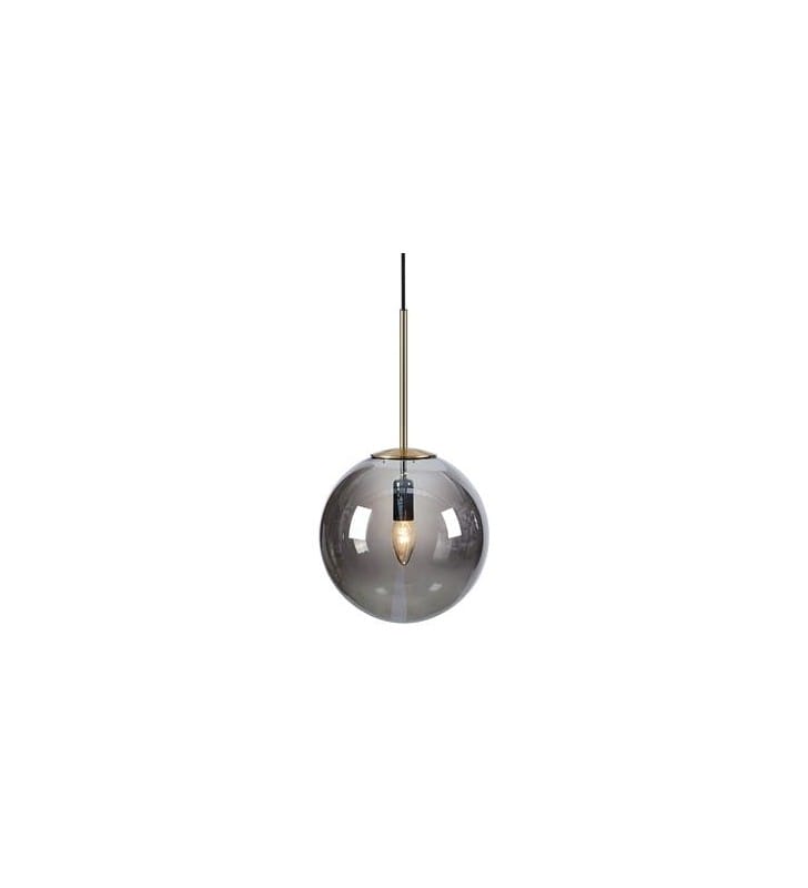 Pojedyncza szklana lampa wisząca Dione mosiądz antyczny przyciemniane dymione szkło kula ball 25cm do salonu sypialni jadalni