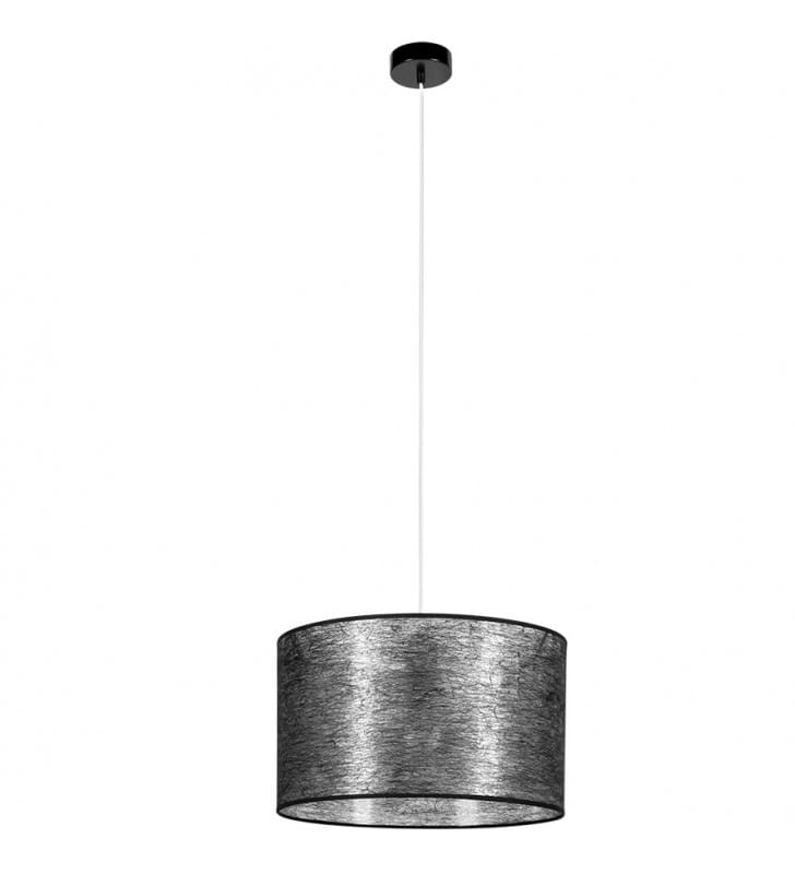 Czarna lampa wisząca z materiałowym abażurem Nevoa 40cm do sypialni