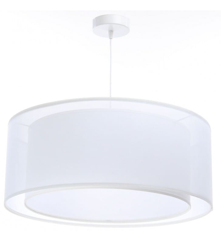 Biała 40cm lampa wisząca Blanco dwuwarstwowy abażur do salonu sypialni jadalni
