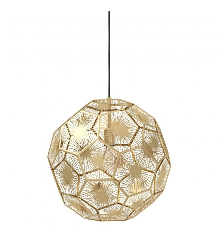 50cm elegancka geometryczna lampa wisząca Skoura z dekoracyjnym kloszem w kolorze mosiądzu do salonu sypialni kuchni jadalni