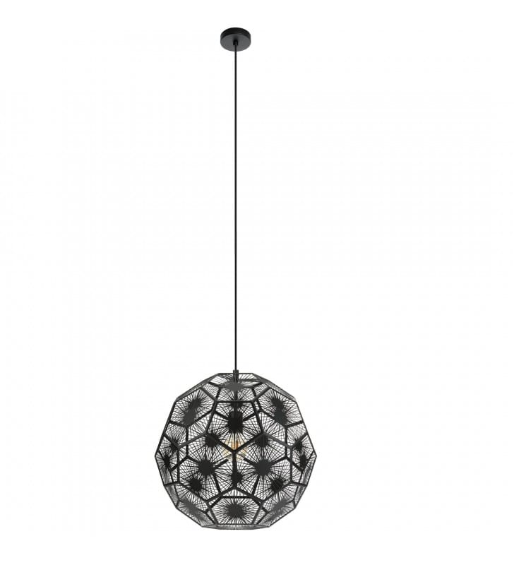 Skoura1 50cm czarna dekoracyjna lampa wisząca z geometrycznym metalowym kloszem do sypialni salonu jadalni nad stół 1xE27