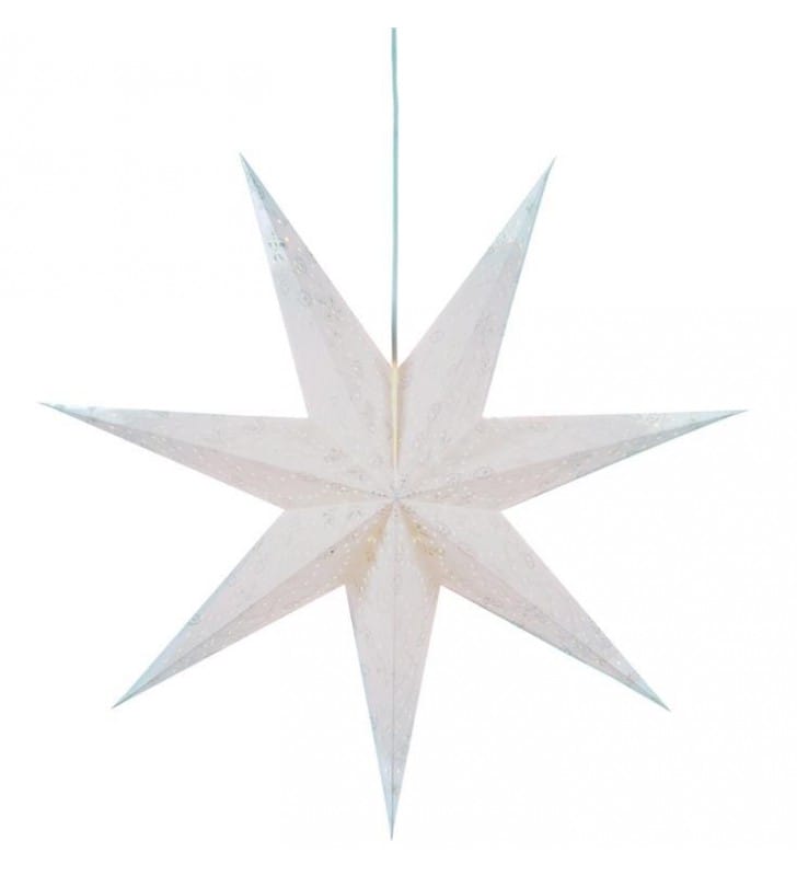 75cm biała papierowa gwiazda Aratorp z dekoracyjnym wzorem podświetlana do zawieszenia np. w oknie