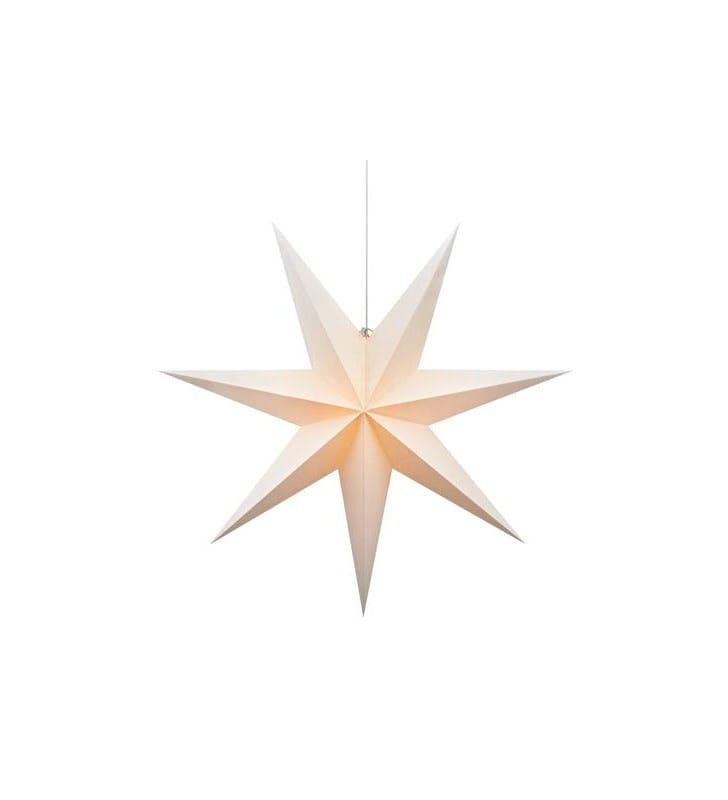 Duża świąteczna biała wisząca gwiazda Duva 100cm gładka