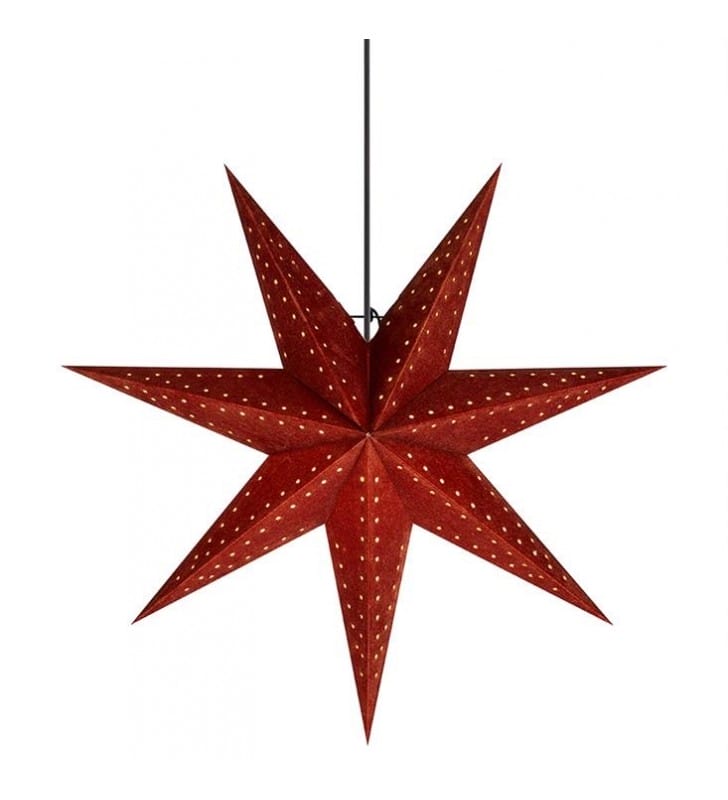 Brązowa 45cm wisząca gwiazda z paieru Embla dekoracja świąteczna z podświetleniem