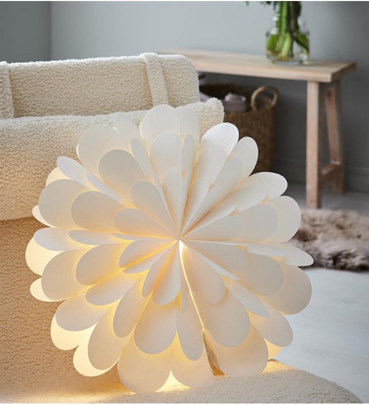 60cm papierowy biały kwiat dekoracja podświetlana do powieszenia Maravilla