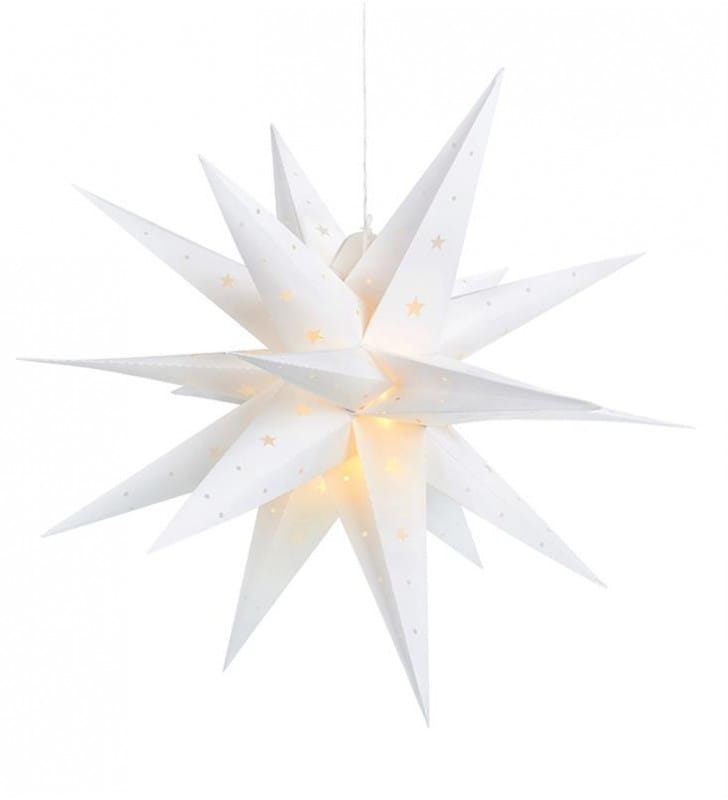 Biała gwiazda 3D z tworzywa Vectra 60cm IP44 wisząca dekoracja świąteczna z podświetleniem