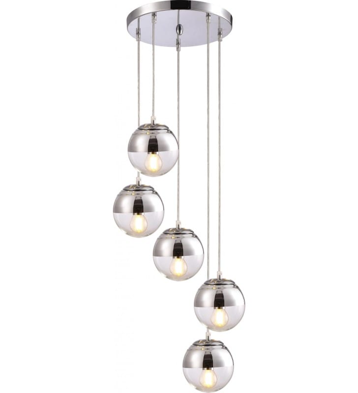 5-punktowa nowoczesna lampa Layla typu spirala klosze szklane kule do salonu sypialni jadalni nad stół schody