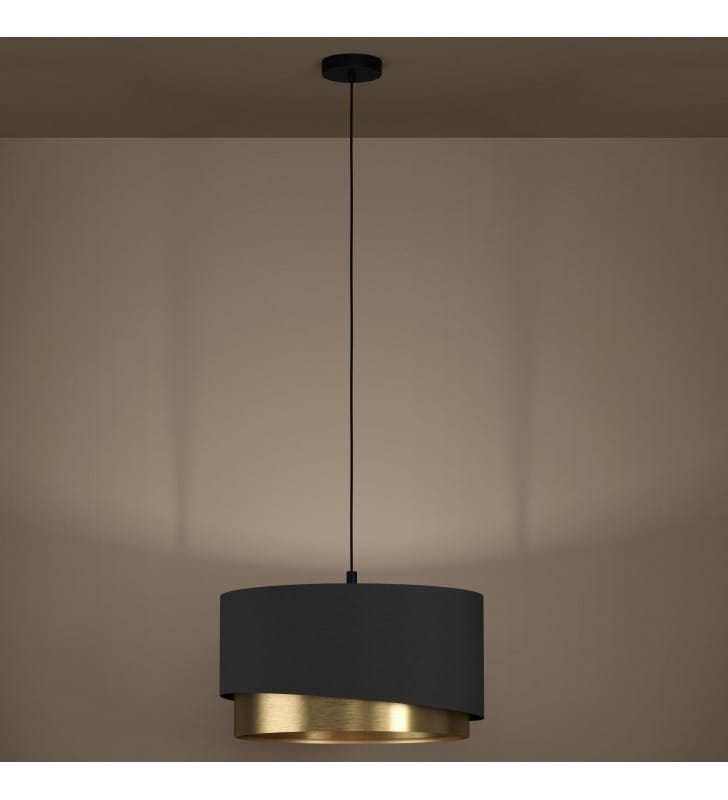 Lampa wisząca z abażurem Manderline 45cm czarno mosiężna elegancka do sypialni 1xE27 Eglo