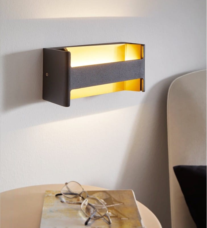 Feloniche czarno złoty nowoczesny kinkiet LED prostokątny do sypialni salonu