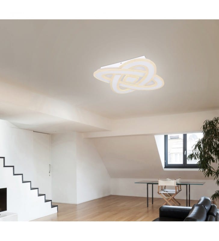 Biały plafon LEDowy na sufit z pilotem 50cm nowoczesny Lario