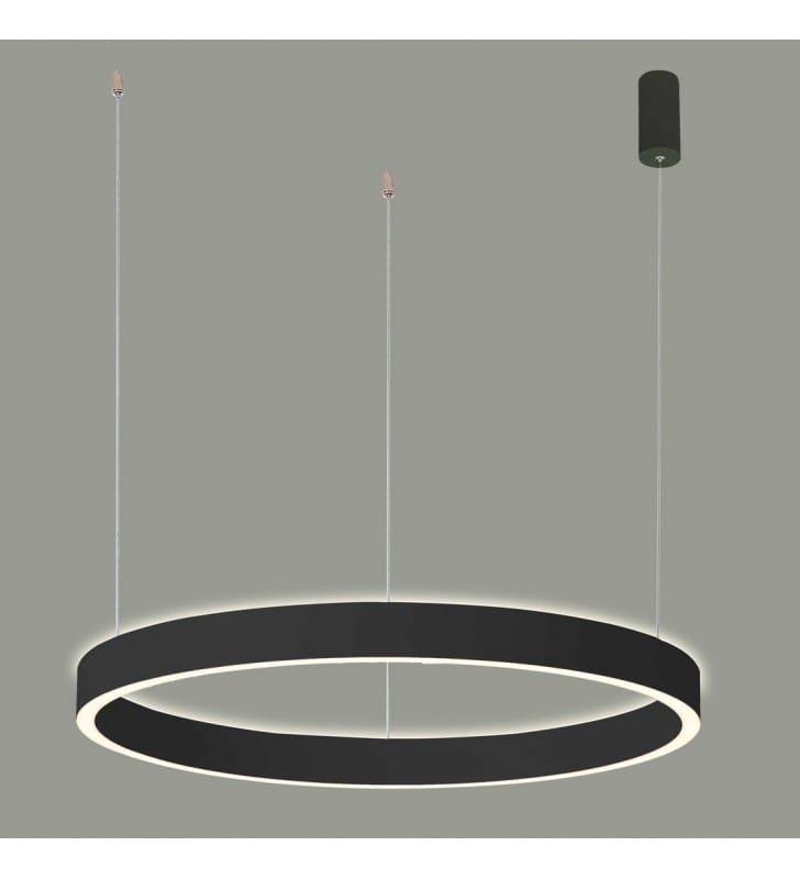 Bardzo duża czarna lampa wisząca Brasco Up Down LED 98cm obręcz pierścień